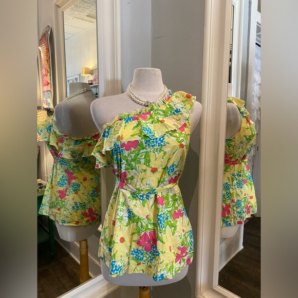 Lilly Pulitzer floral one-shoulder top size Medium - Picture 1 of 4